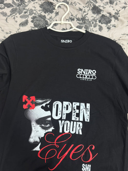 Sniro Locale "Open Your Eyes" Graphic T-Shirt – Premium 200GSM Cotton Heavyweight Tee