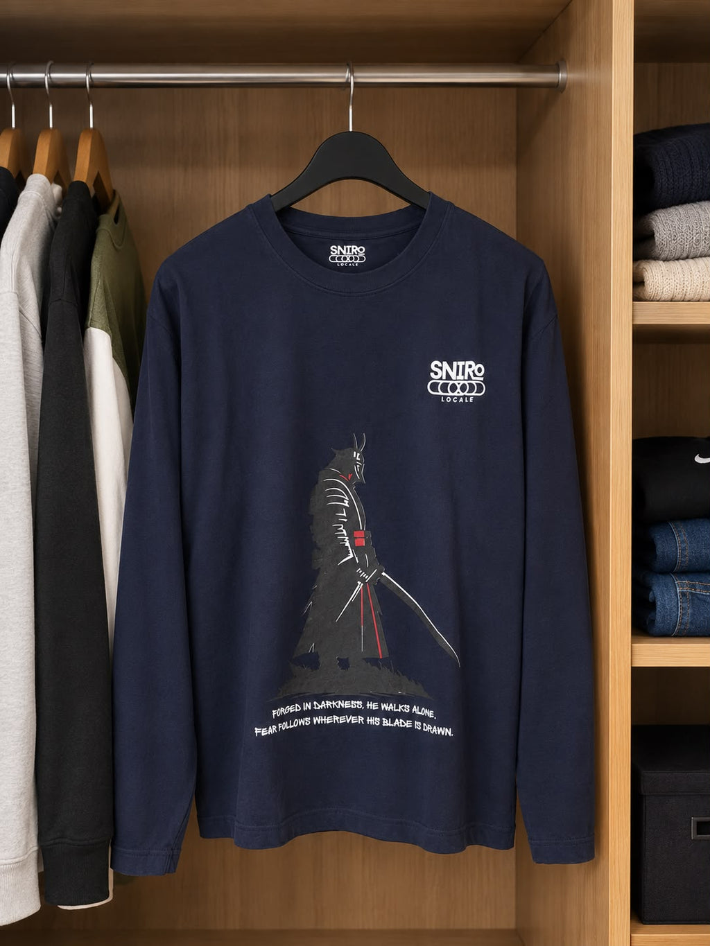 Snirox Locale "Forged in Darkness" Long Sleeve Graphic T-Shirt – 200 GSM Heavyweight Cotton